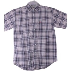 Tommy Hilfiger Men Short Sleeve Plaid Shirt Size L Casual Professional